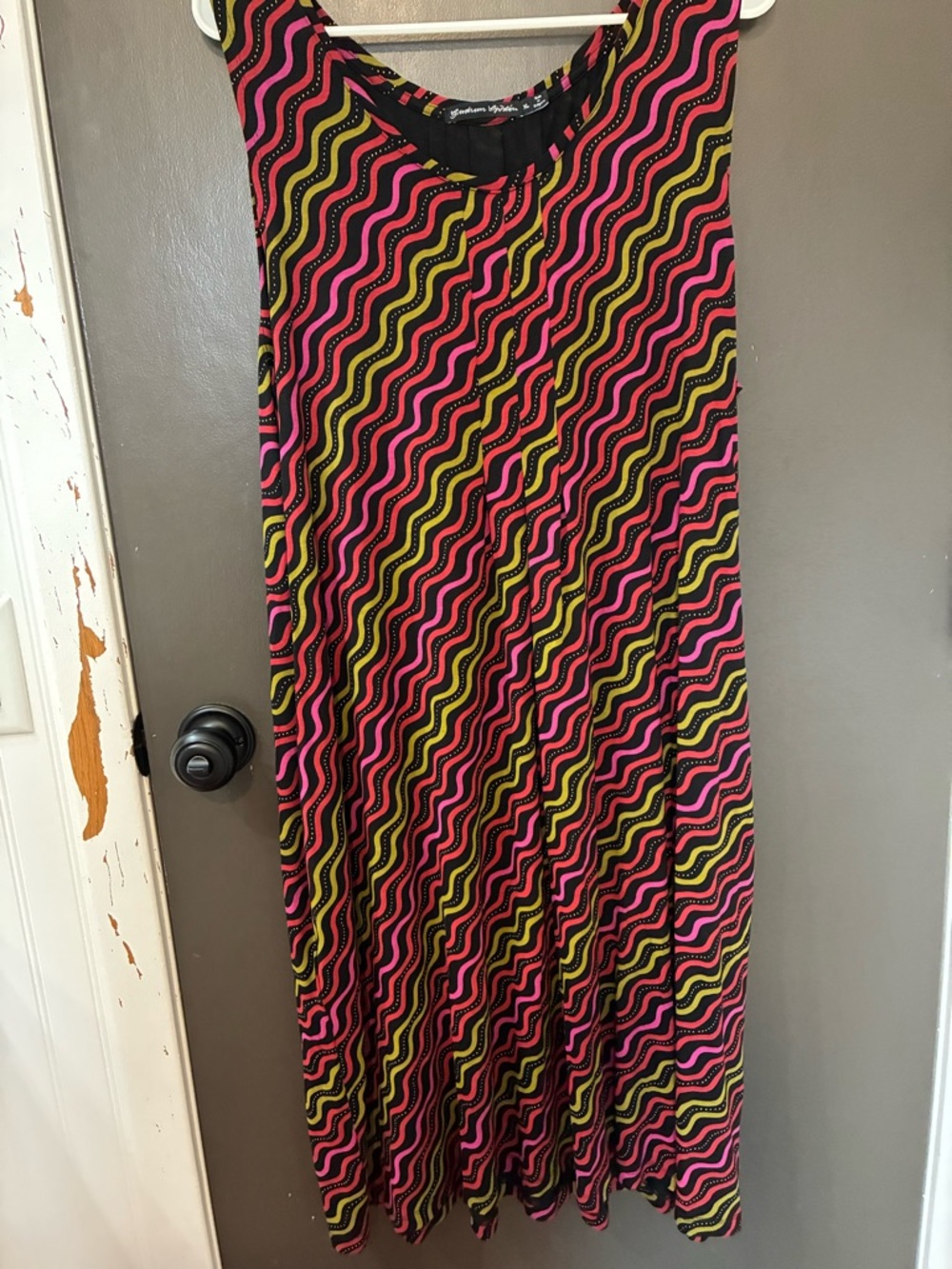 Gudrun Sjödén Wave-Print Midi Dress in Pink & Lime! Like NEW